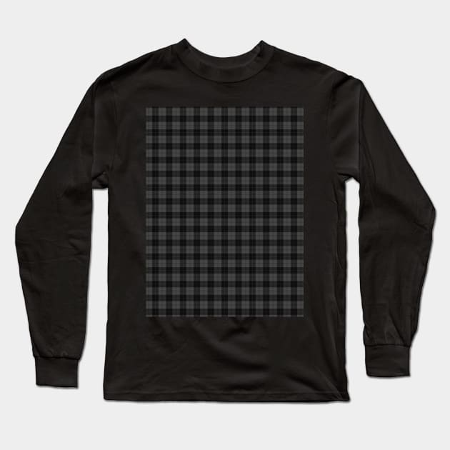 Rich Tartan - Dark Grey and Soot Black Long Sleeve T-Shirt by tiokvadrat